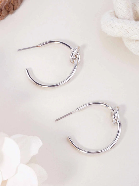 1-in Knot Detail Open Hoop Earrings