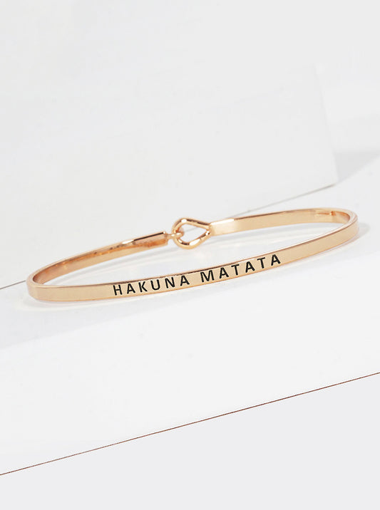 Hakuna Matata Engraved Inspirational Bangle Bracelet