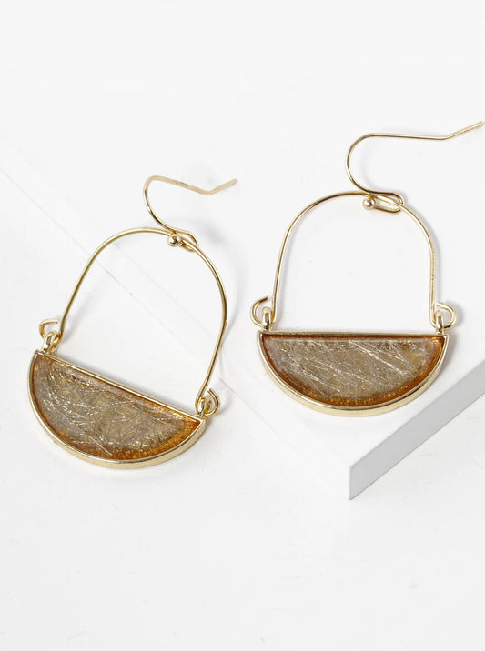 Half Circle Glass Stone Drop Dangle Earrings