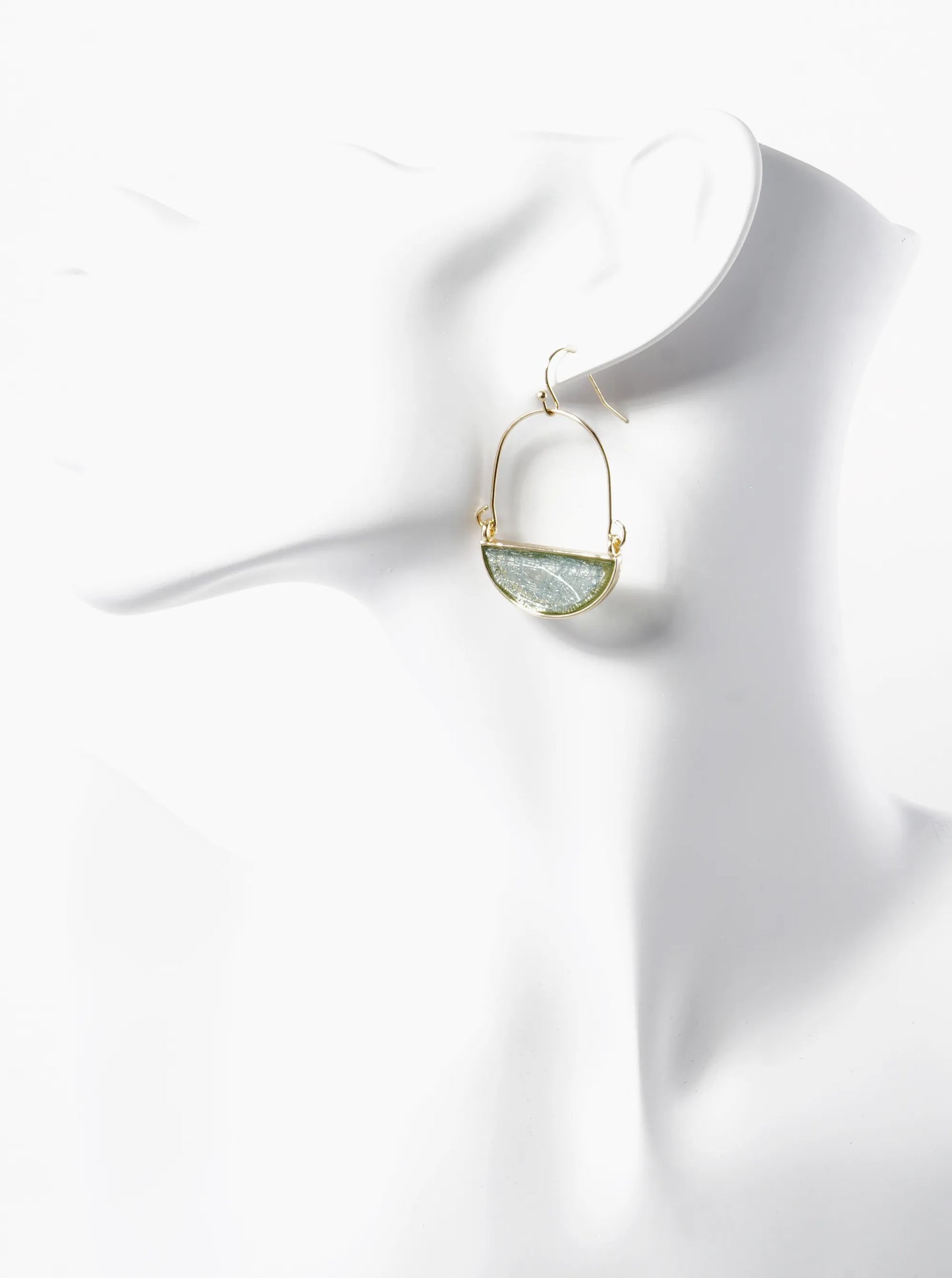 Half Circle Glass Stone Drop Dangle Earrings