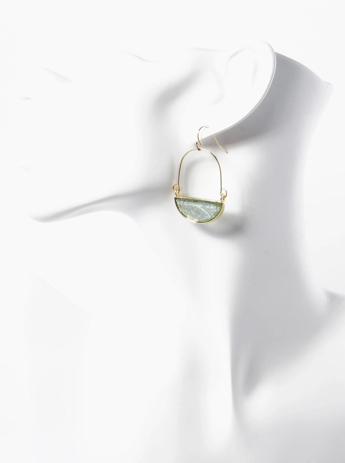 Half Circle Glass Stone Drop Dangle Earrings