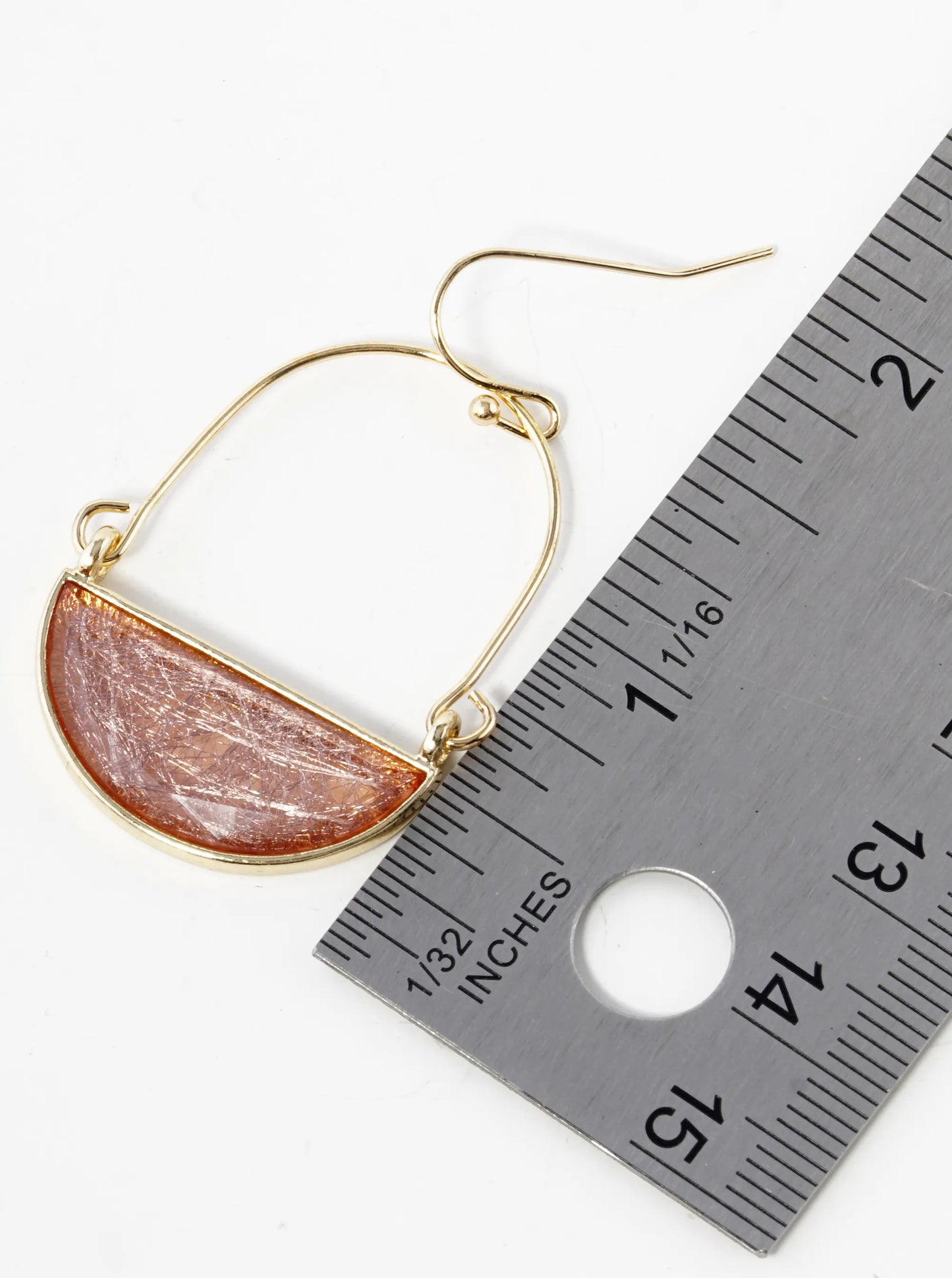 Half Circle Glass Stone Drop Dangle Earrings