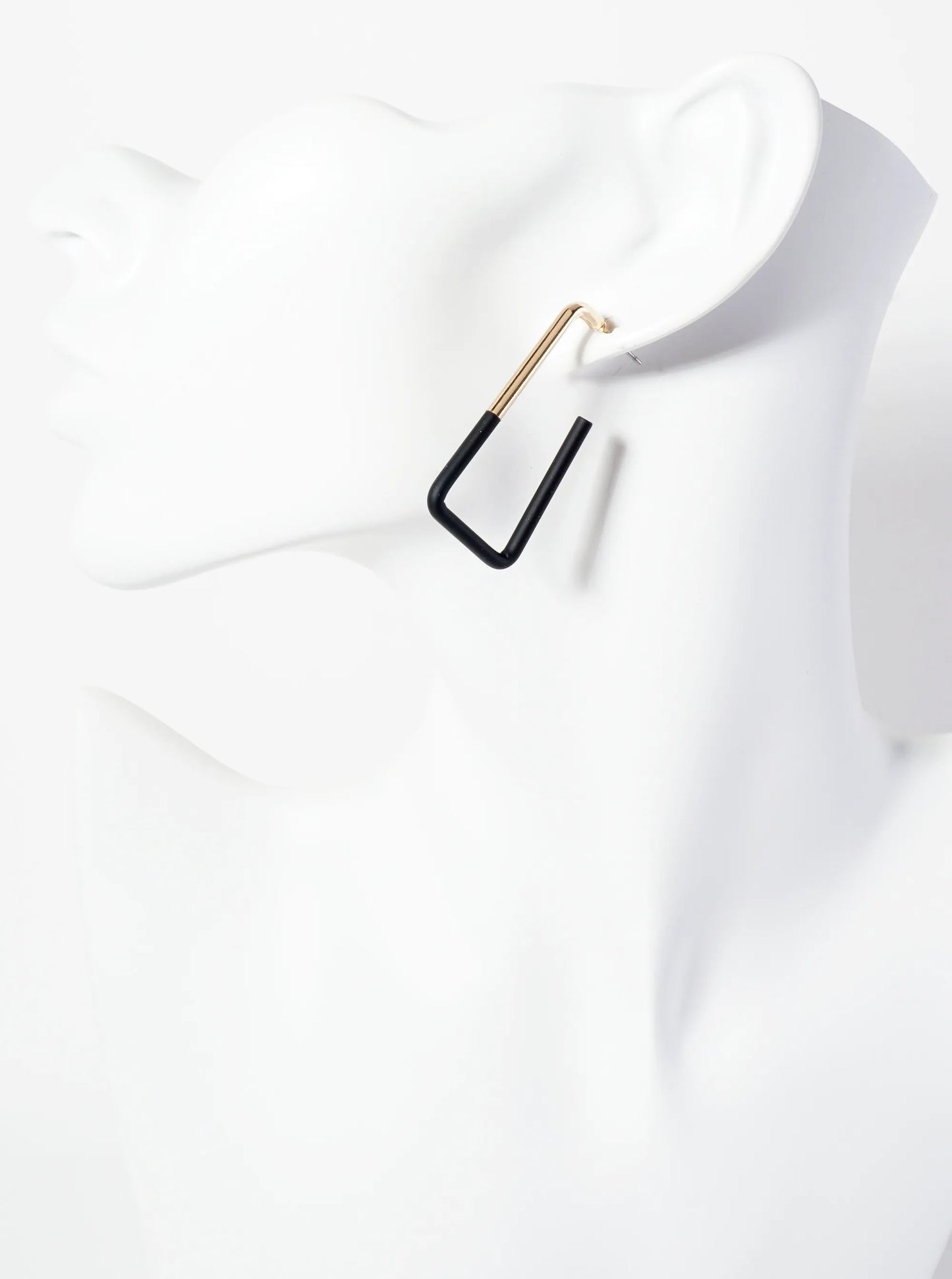 Half Rubber-Coated Geometric 40mm Rectangular Hoop Earrings
