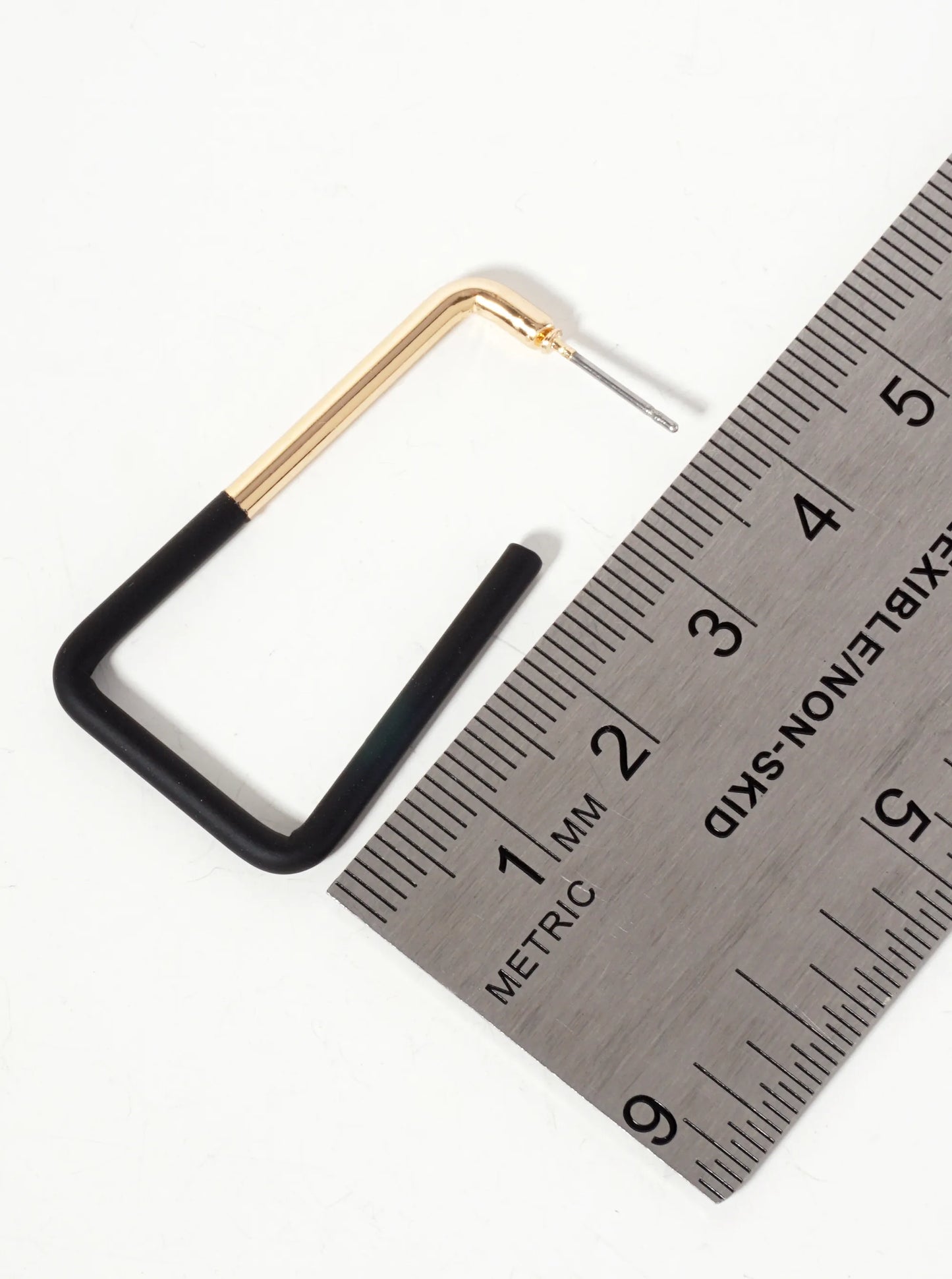 Half Rubber-Coated Geometric 40mm Rectangular Hoop Earrings