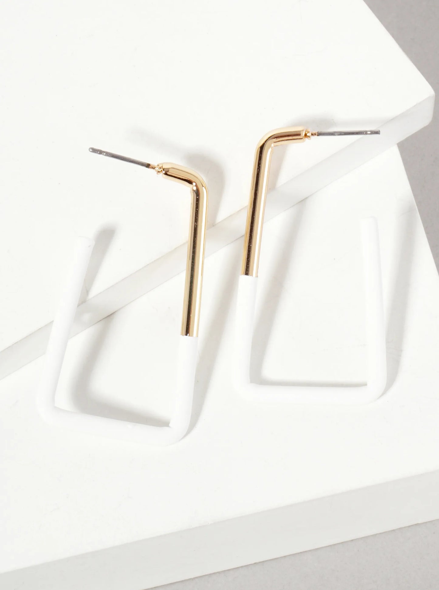 Half Rubber-Coated Geometric 40mm Rectangular Hoop Earrings