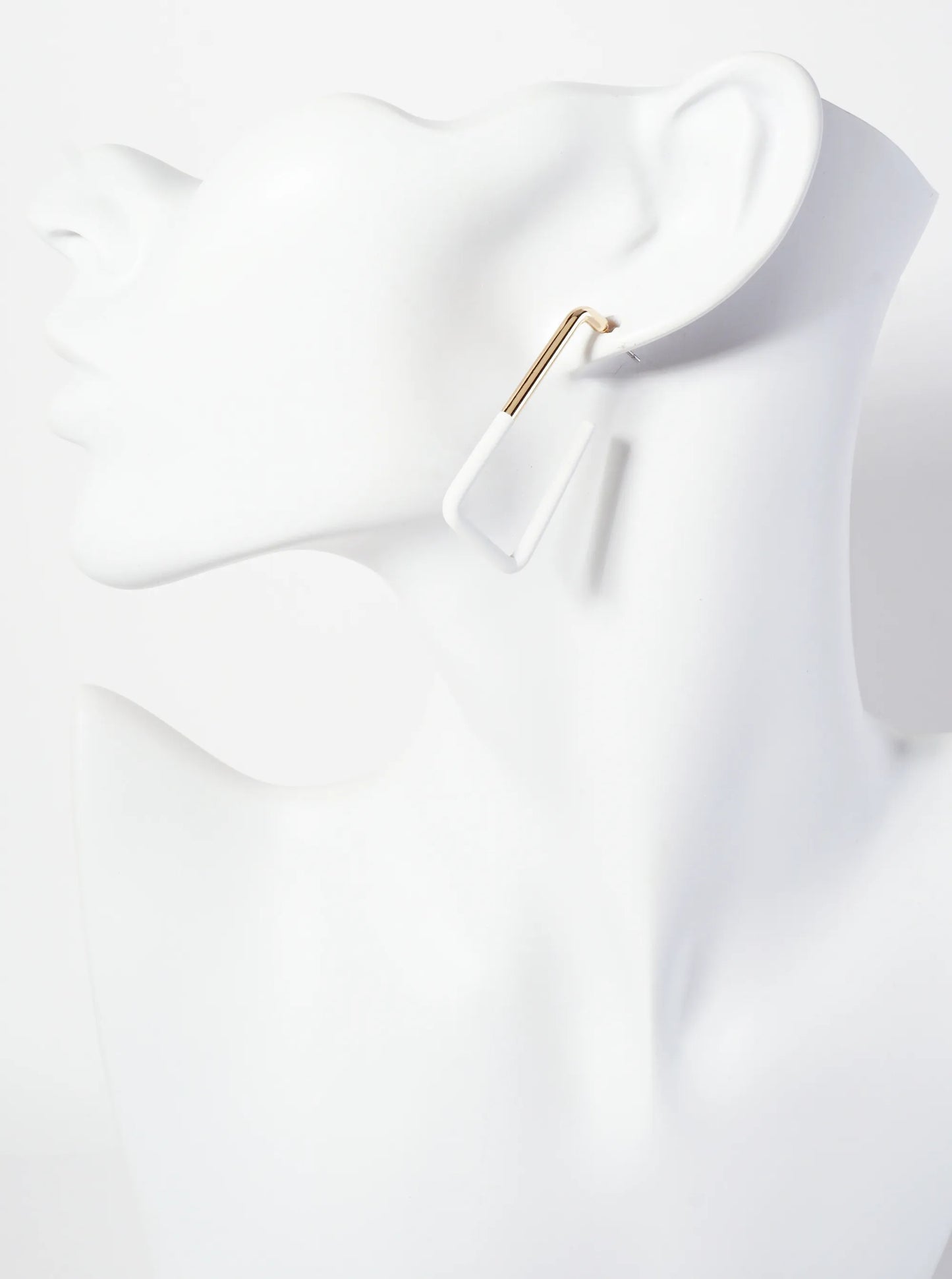 Half Rubber-Coated Geometric 40mm Rectangular Hoop Earrings