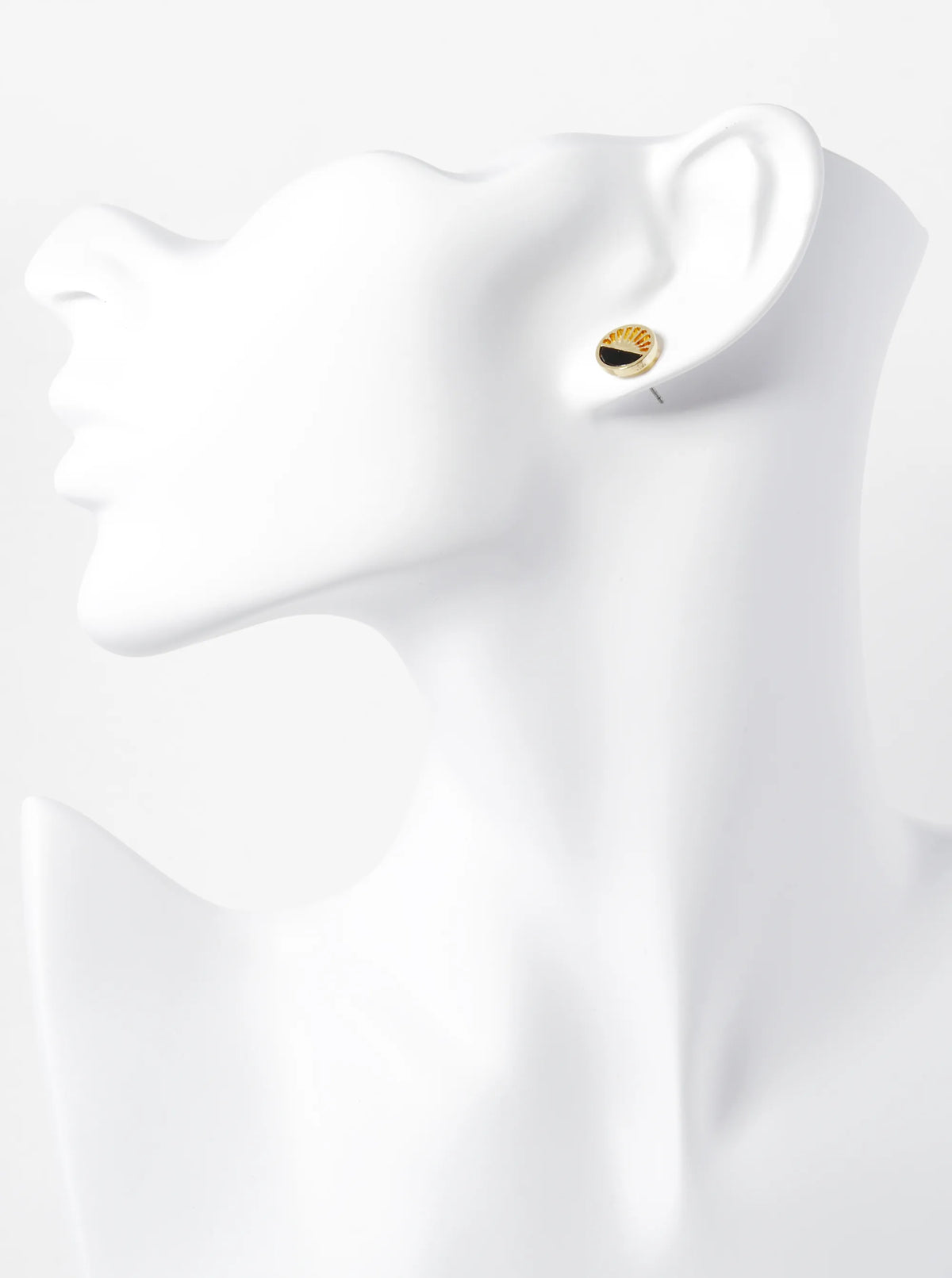 Half Semi-Precious Stone Half Filigree Round Dainty Stud Earrings