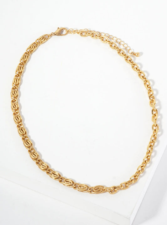 Half Swirl-Shaped Chain And Half Link Chain Necklace