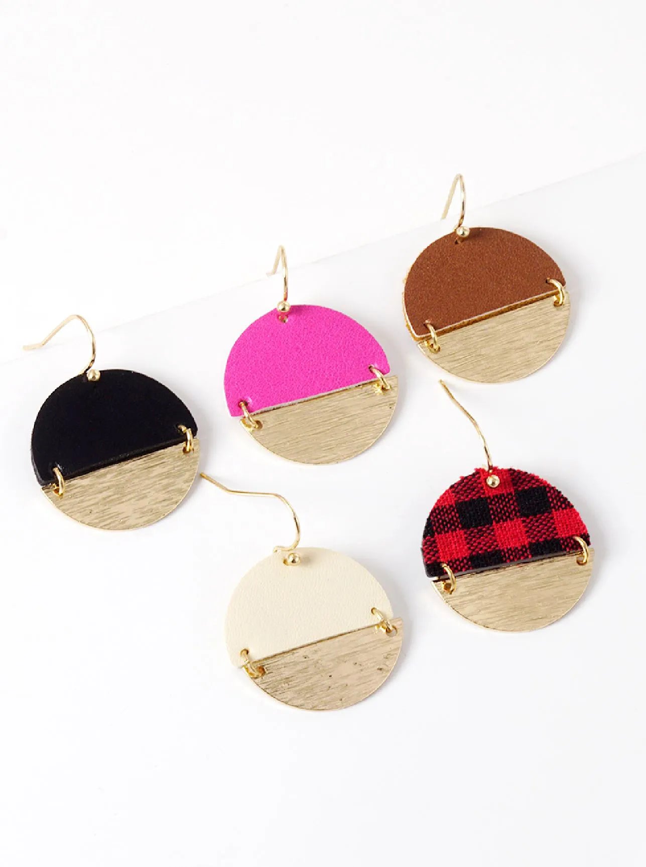 Half Moon Semi Circle Leatherette Lightweight Dangle Drop Earrings