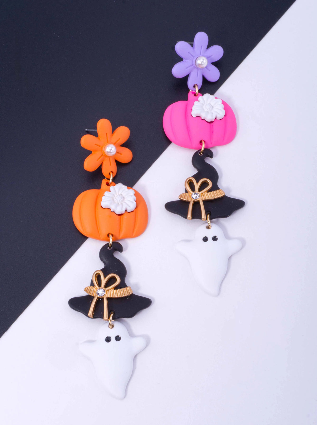 Halloween Pumpkin Witch Hat Ghost Drop Earrings
