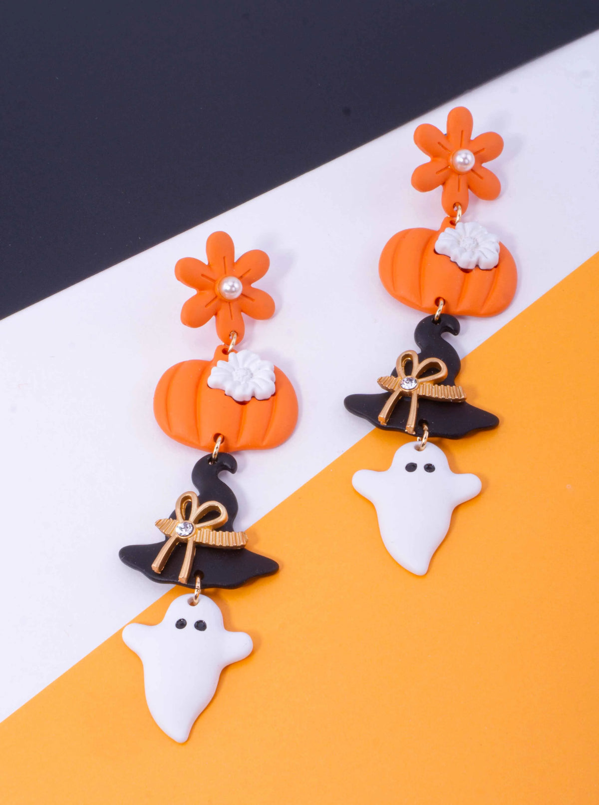 Halloween Pumpkin Witch Hat Ghost Drop Earrings