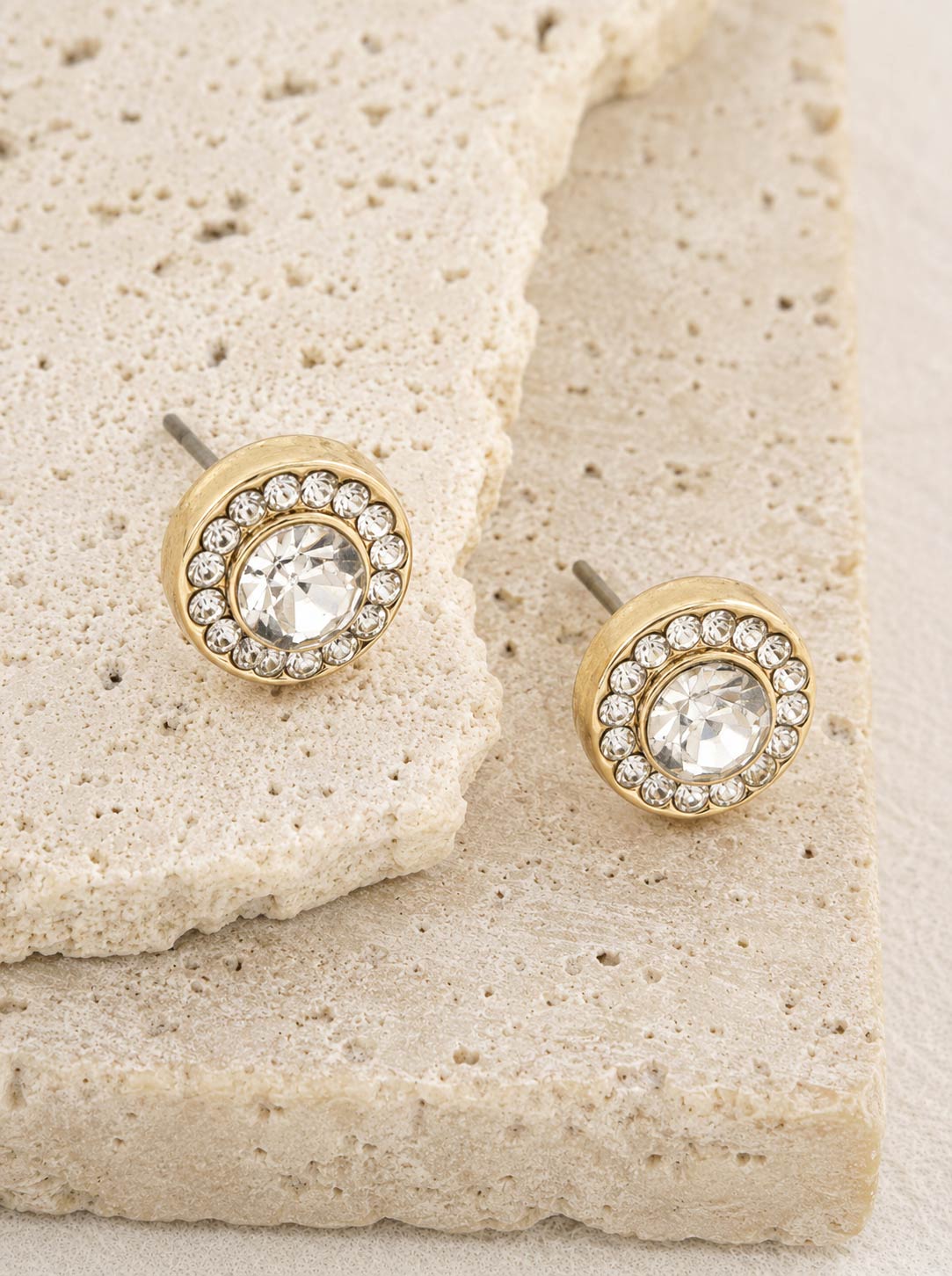 Halo Rhinestone Round Stud Earrings