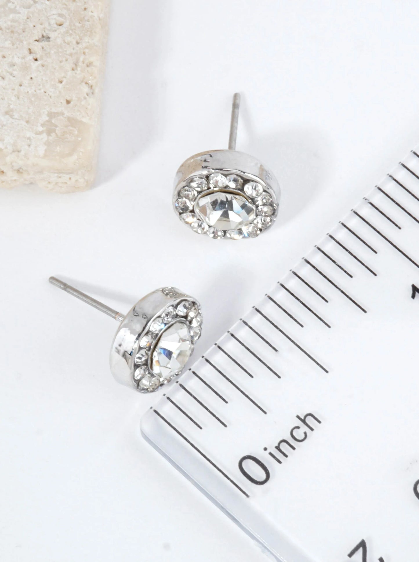 Halo Rhinestone Round Stud Earrings