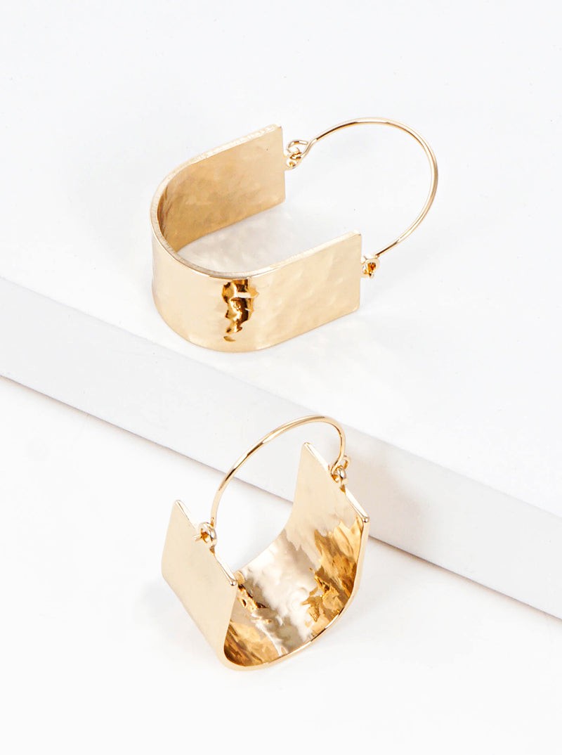 Hammer Textured  Chunky Metal Hoop Earrings