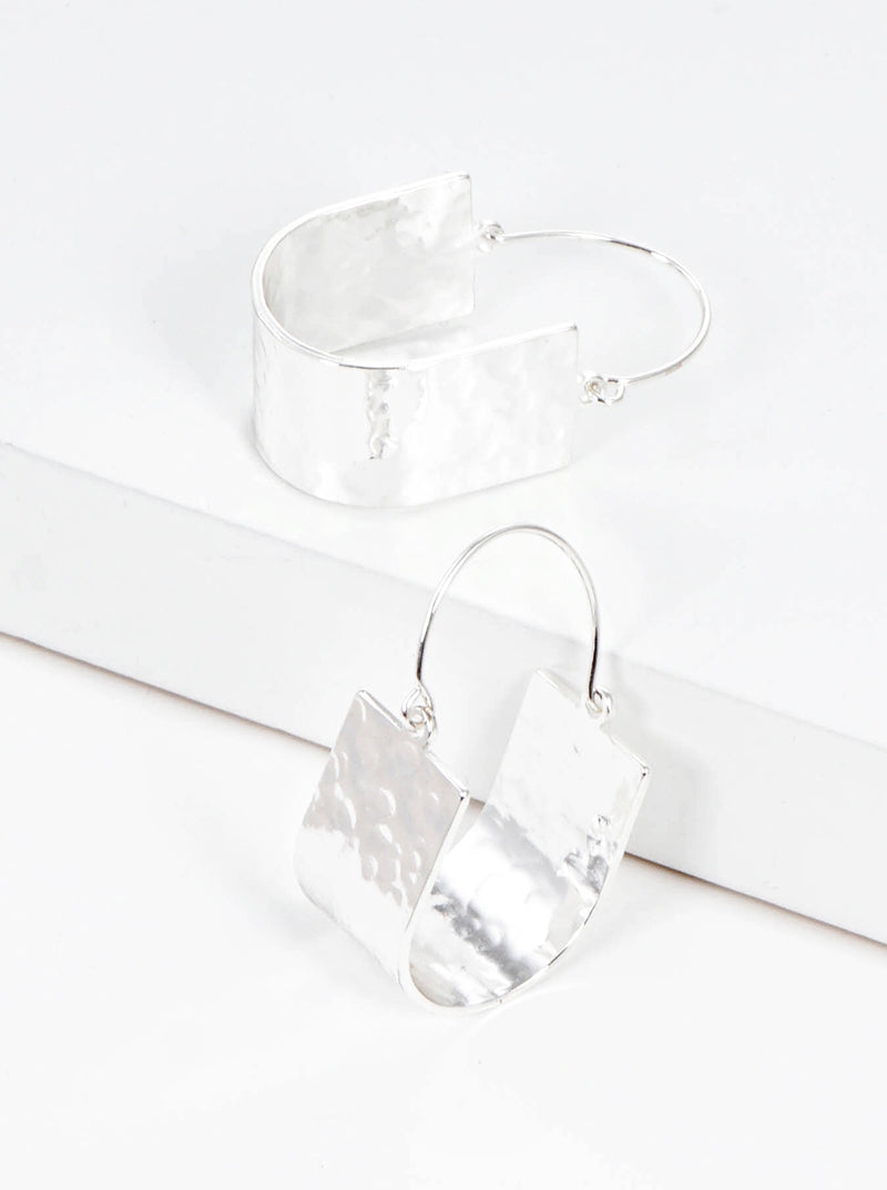 Hammer Textured  Chunky Metal Hoop Earrings