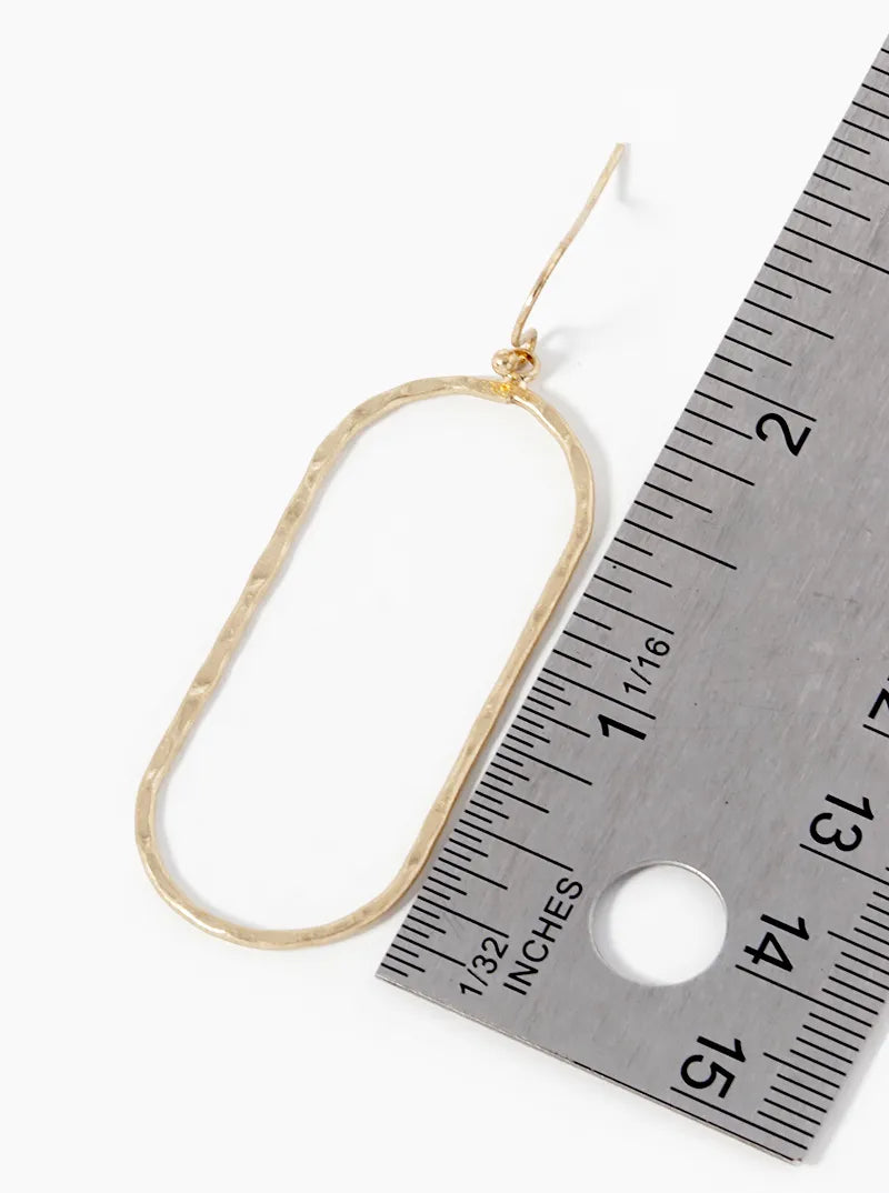 Hammer Textured Oval Drop Dangle Earrings