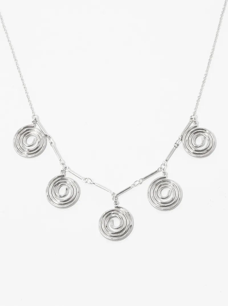 Hammer Textured Metal 5 Swirl Pendant Necklace