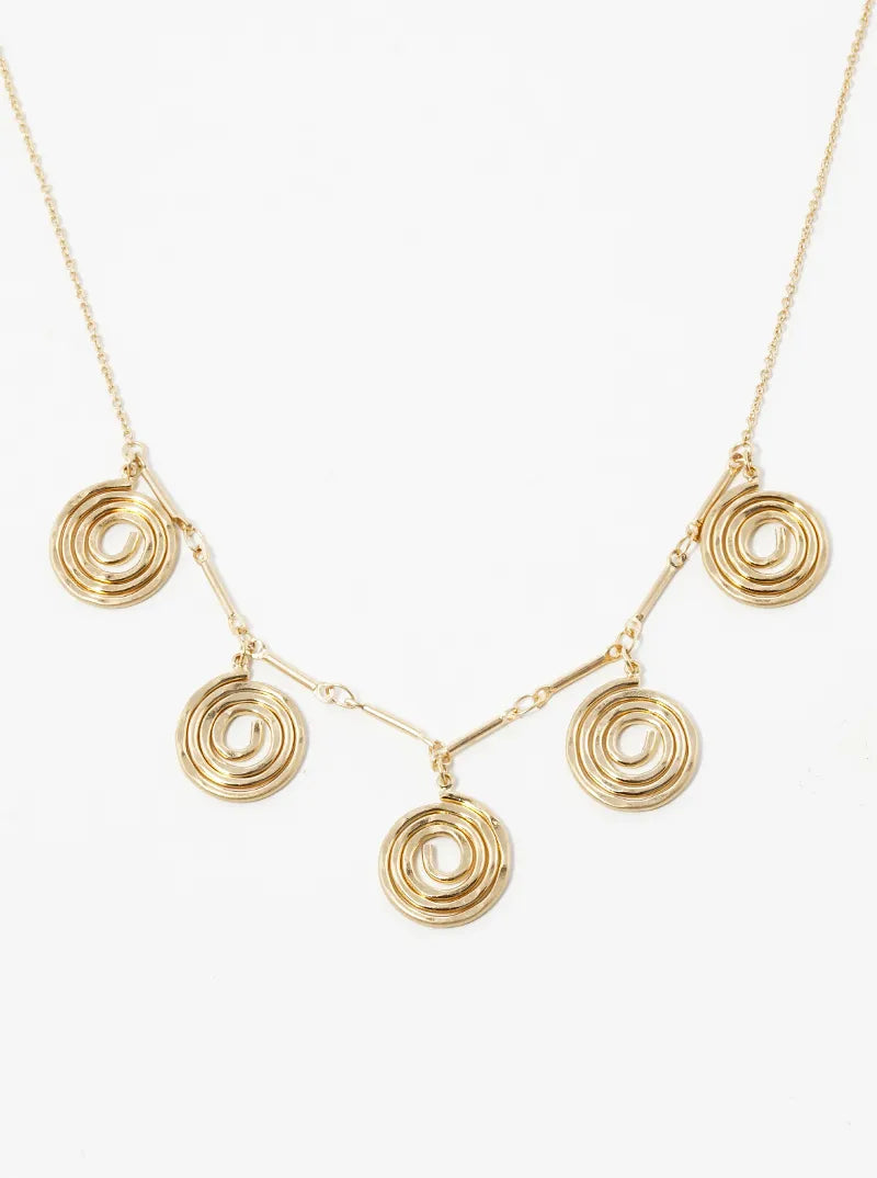 Hammer Textured Metal 5 Swirl Pendant Necklace