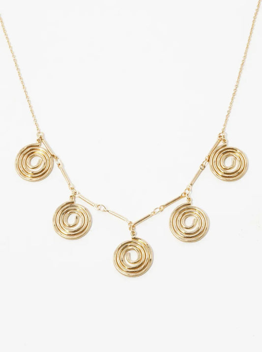 Hammer Textured Metal 5 Swirl Pendant Necklace