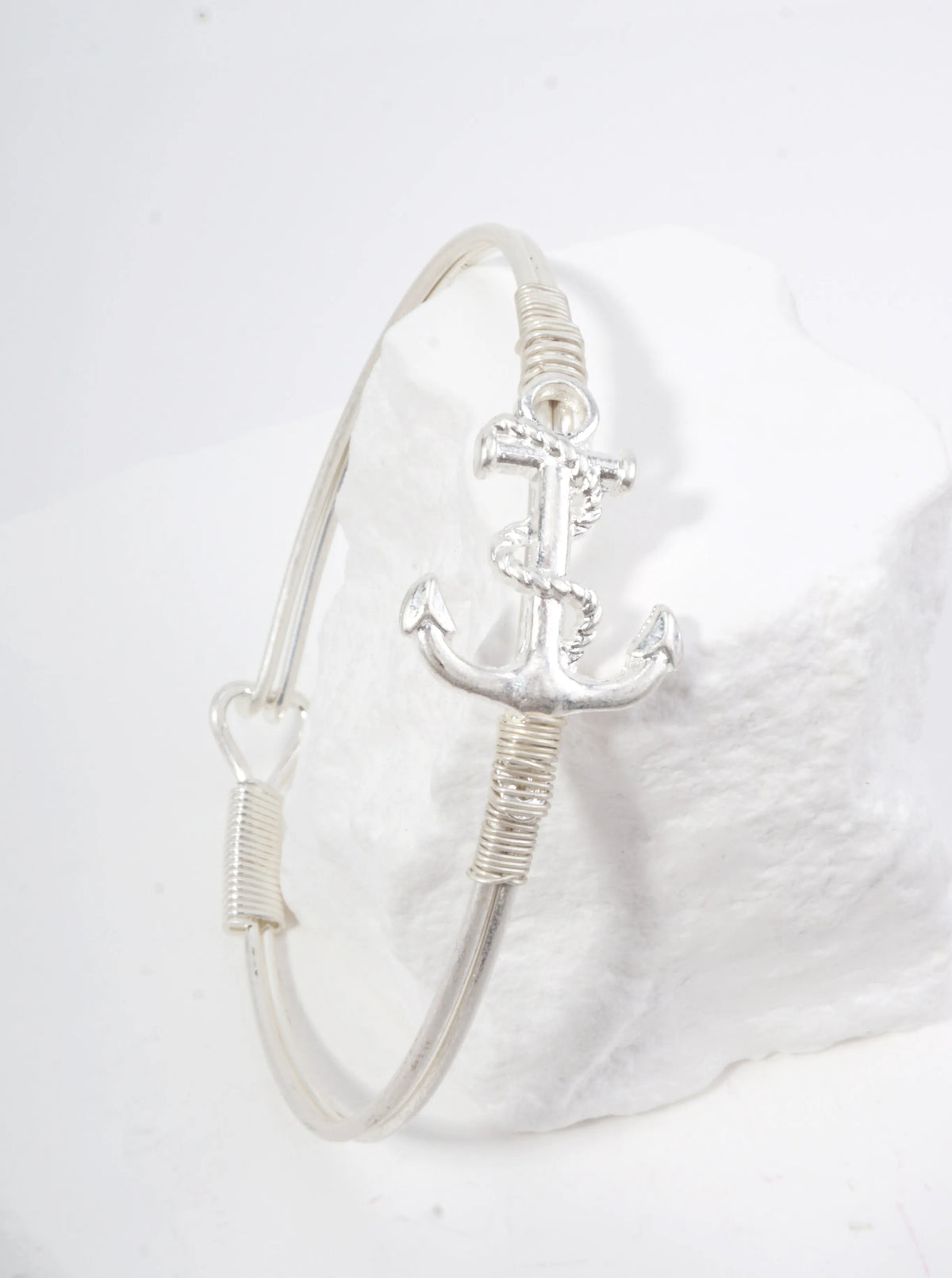 Hammered Anchor Hook Closure Cuff Bracelet
