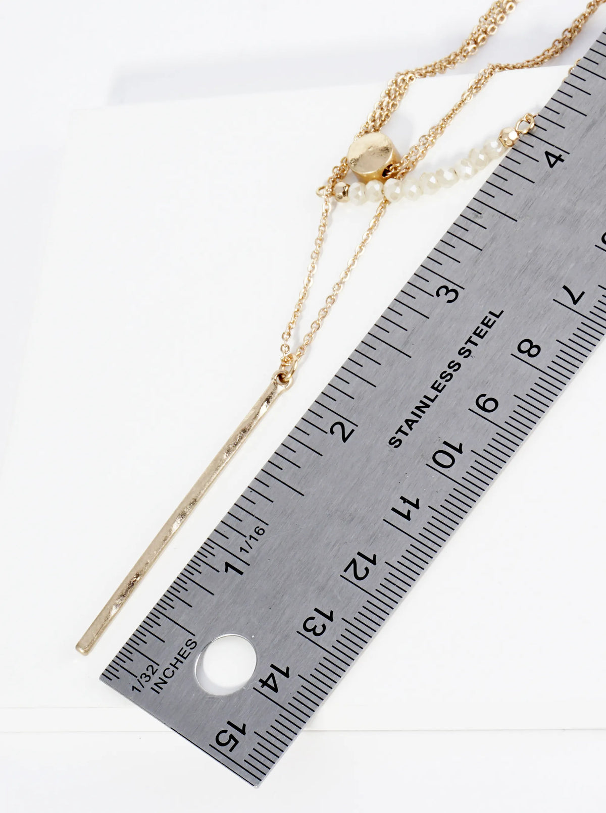Hammered Bar Pendant Layered Necklace Set With Earrings