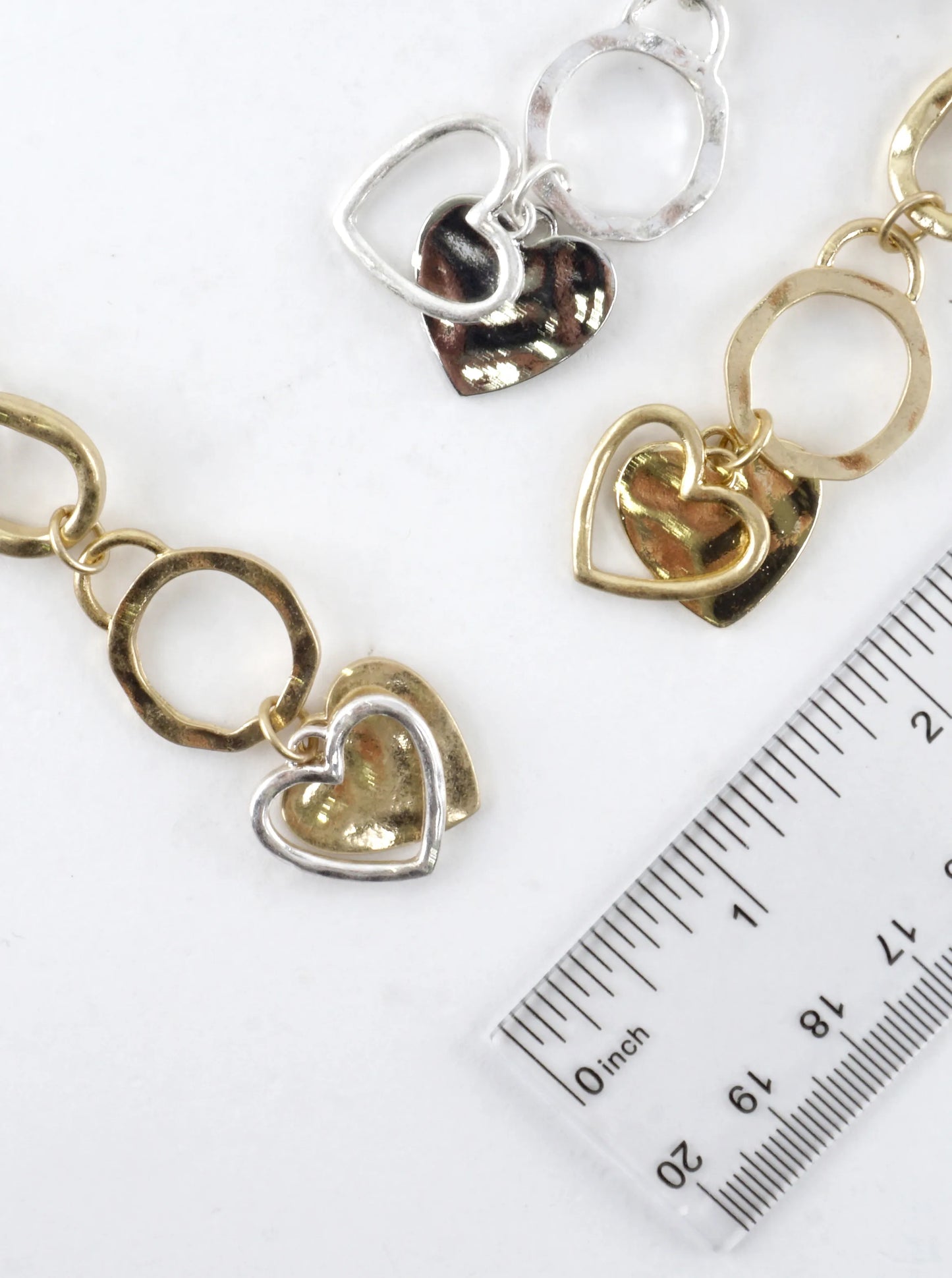 Hammered Chunky Chain Toggle Heart Charm Bracelet