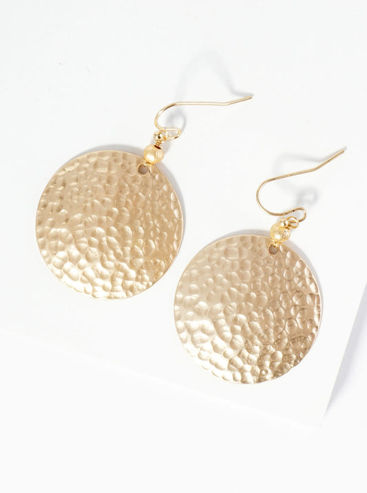 Hammered Circle Drop Dangle Earrings