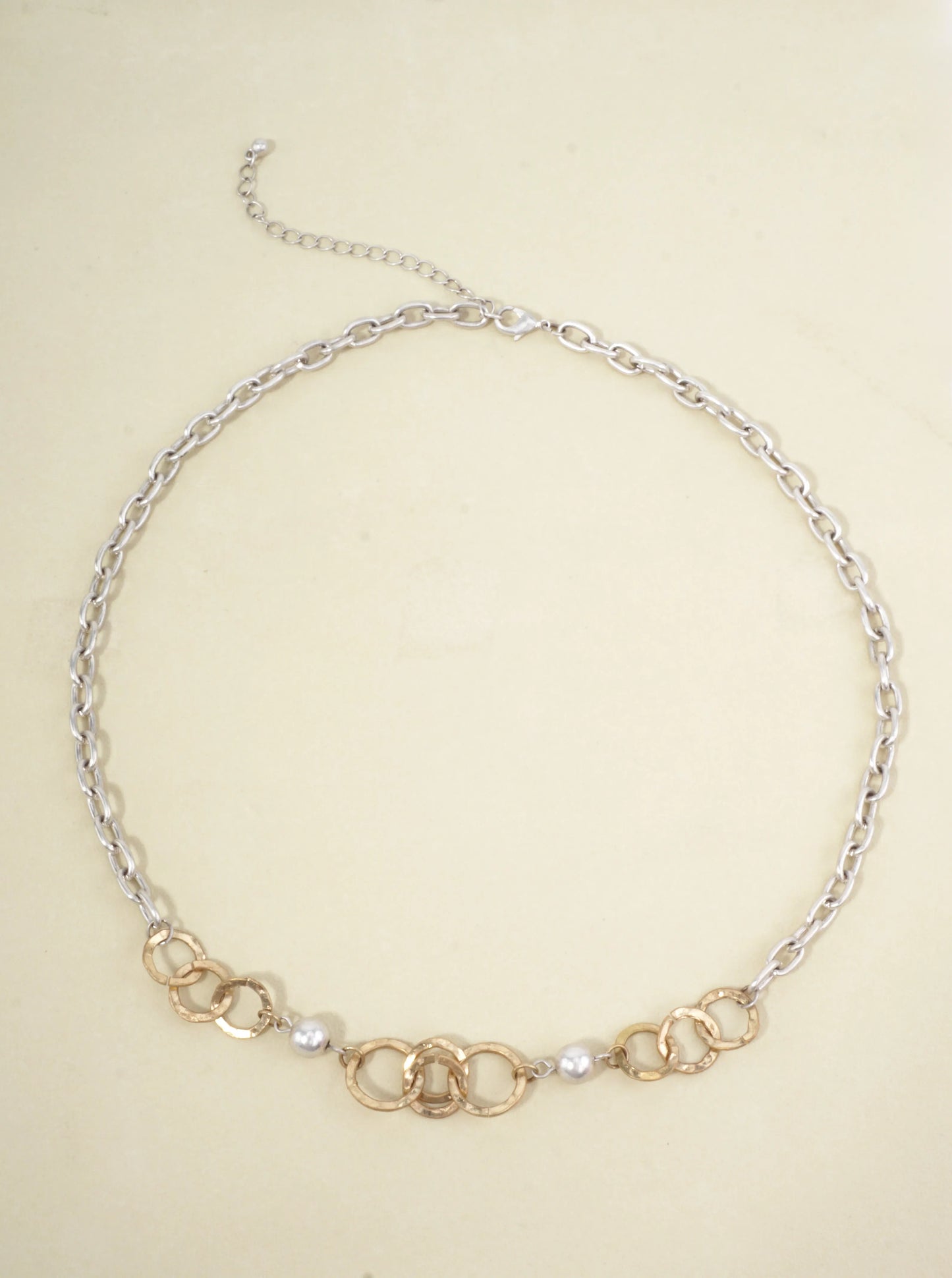 Hammered Circle Pendant Adjustable Necklace