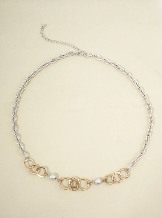 Hammered Circle Pendant Adjustable Necklace