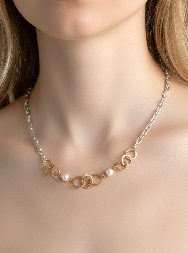 Hammered Circle Pendant Adjustable Necklace