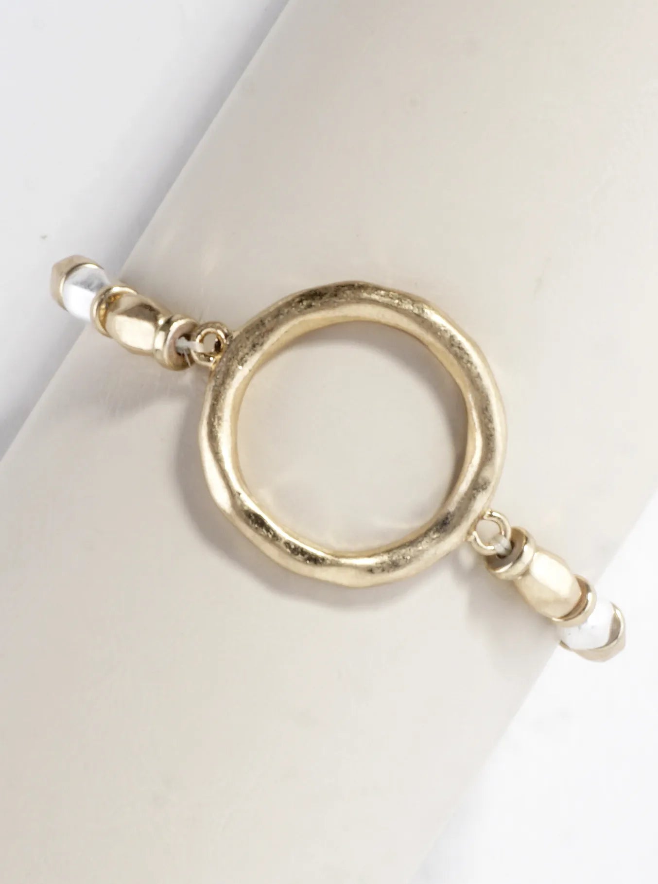 Hammered Circle Round Stretch Bracelet