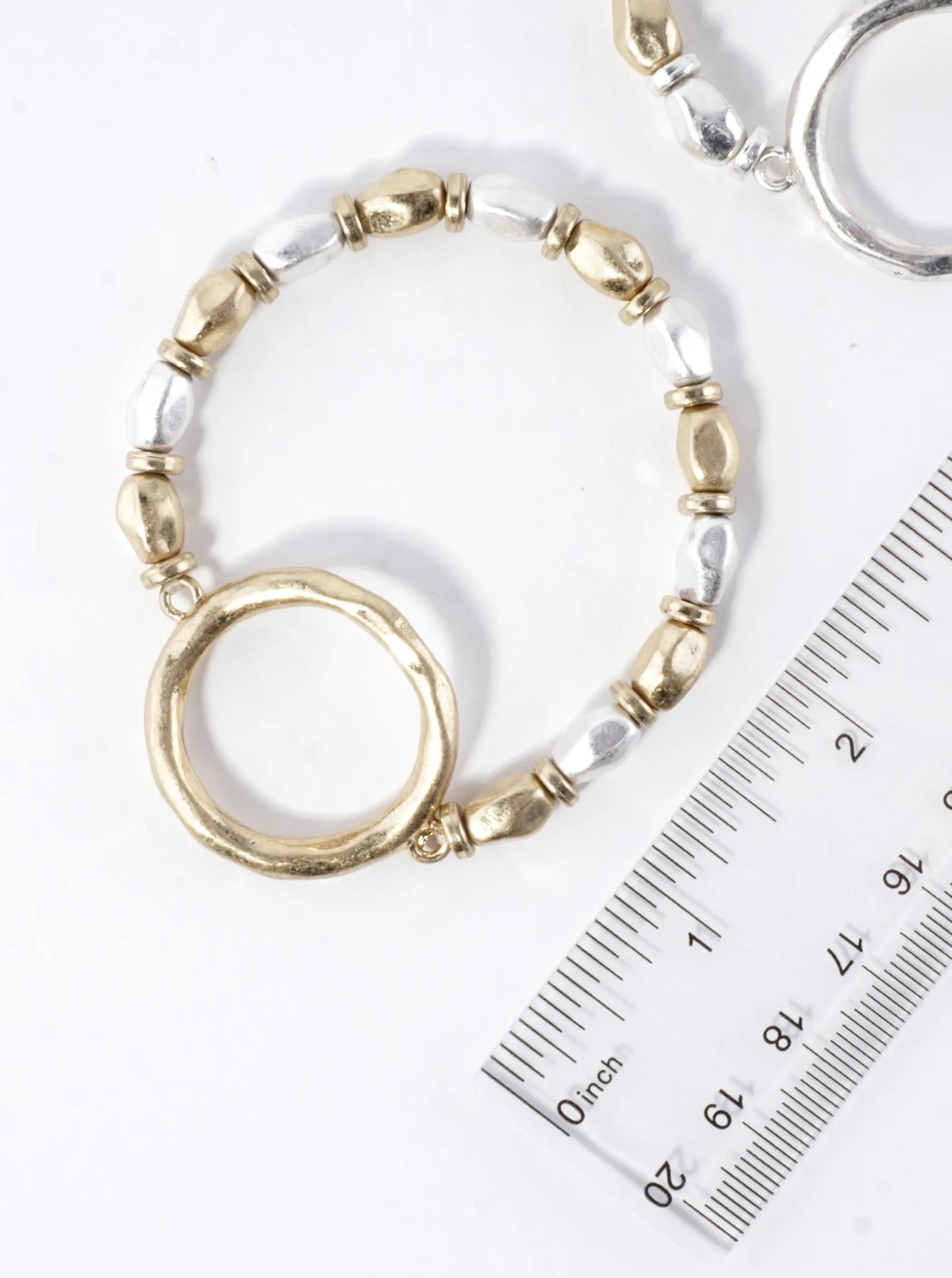 Hammered Circle Round Stretch Bracelet