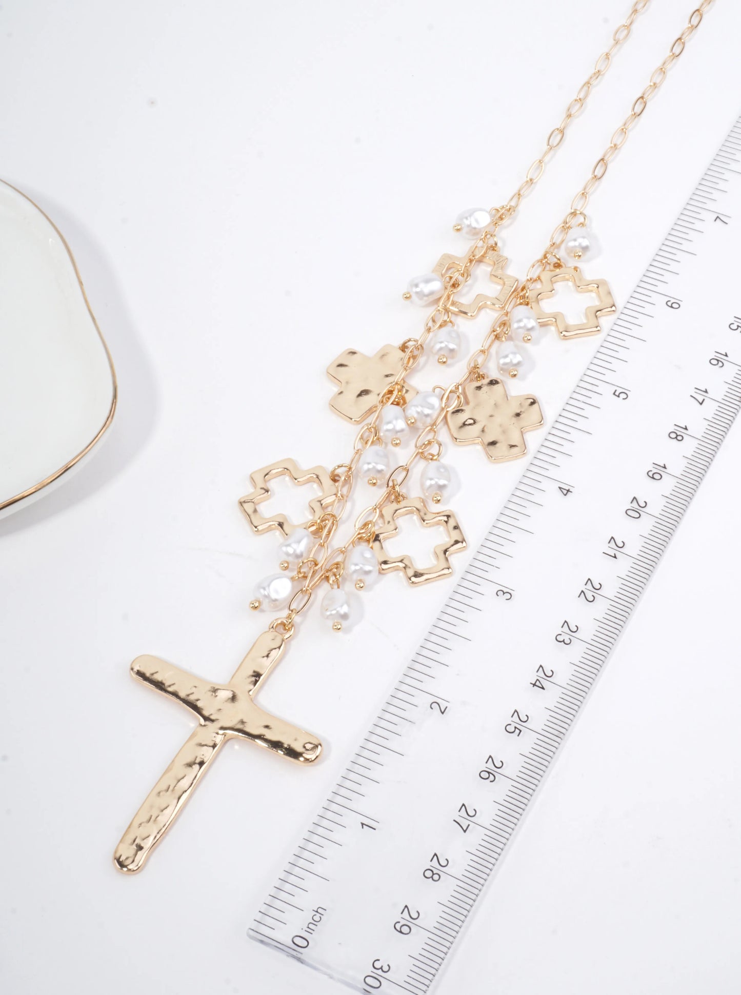 Hammered Cross Charm Adjustable Necklace