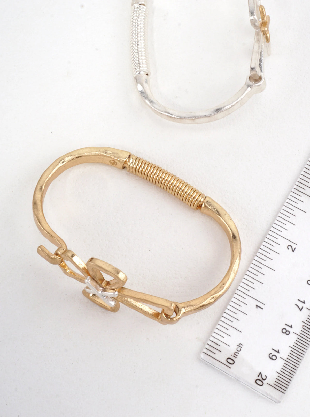 Hammered Cross Hook Closure Cuff Bracelet