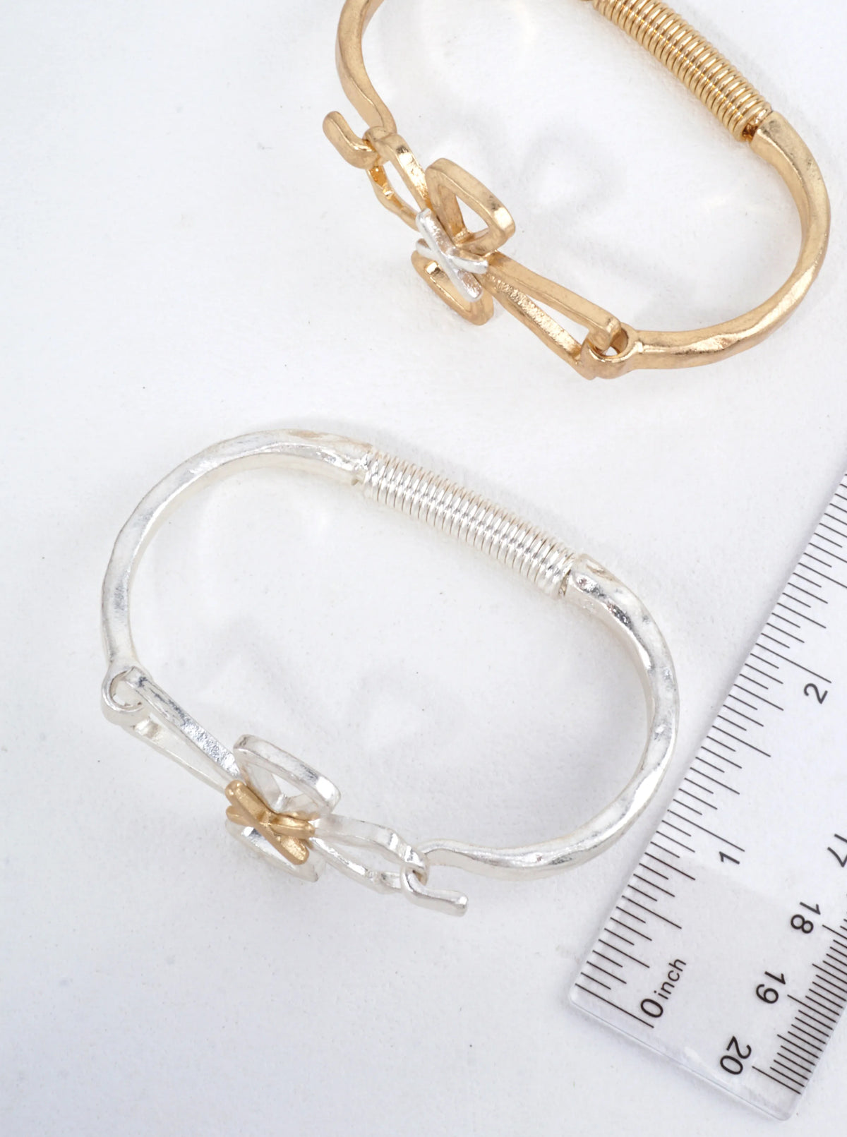 Hammered Cross Hook Closure Cuff Bracelet