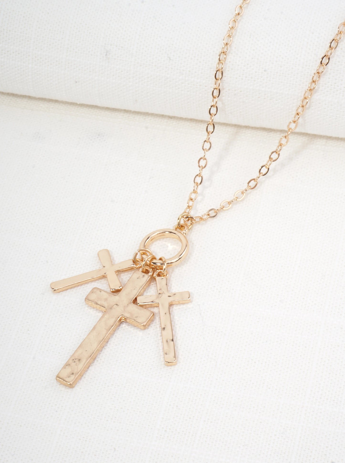 Hammered Cross Multi Pendant Necklace