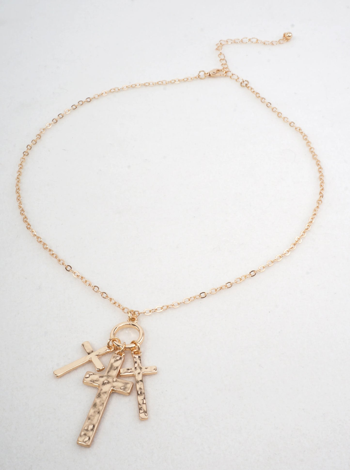 Hammered Cross Multi Pendant Necklace