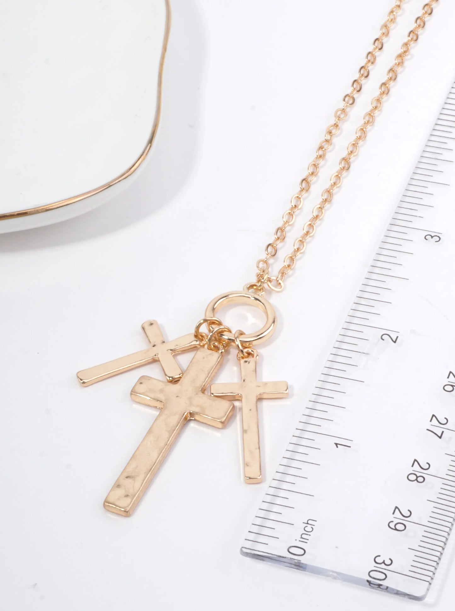 Hammered Cross Multi Pendant Necklace