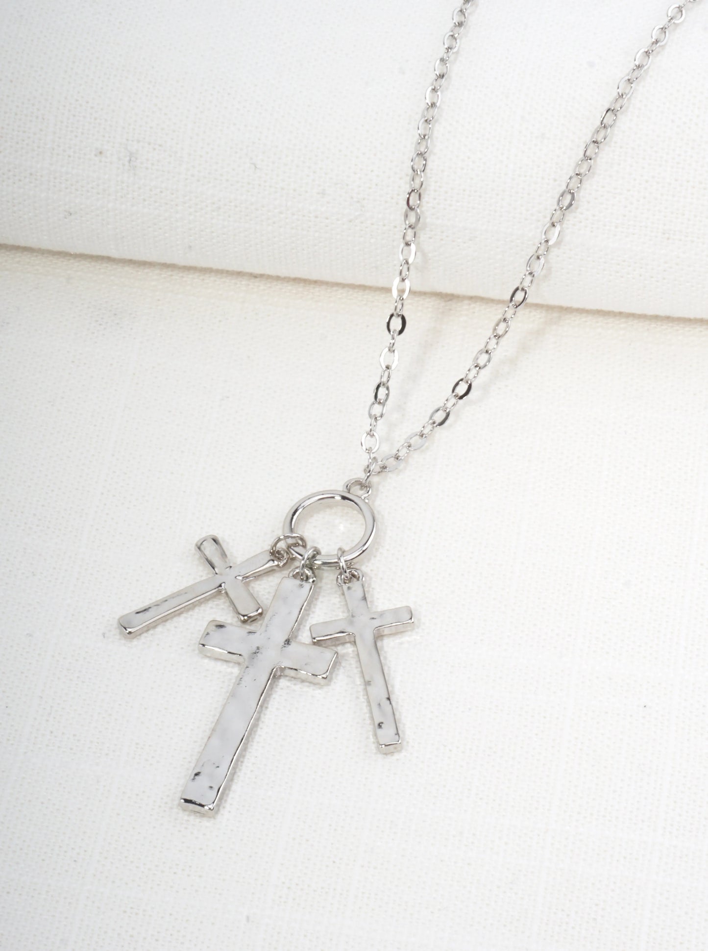 Hammered Cross Multi Pendant Necklace