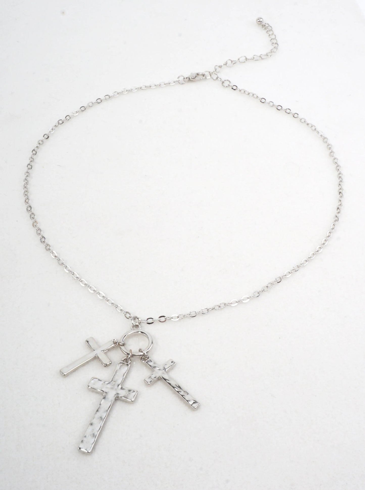 Hammered Cross Multi Pendant Necklace