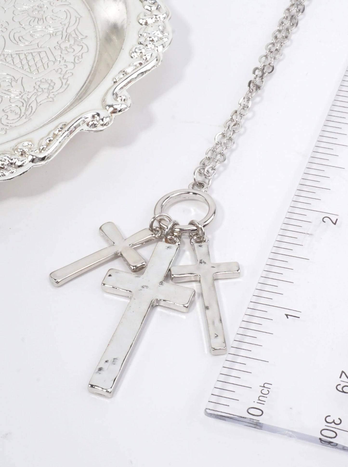 Hammered Cross Multi Pendant Necklace