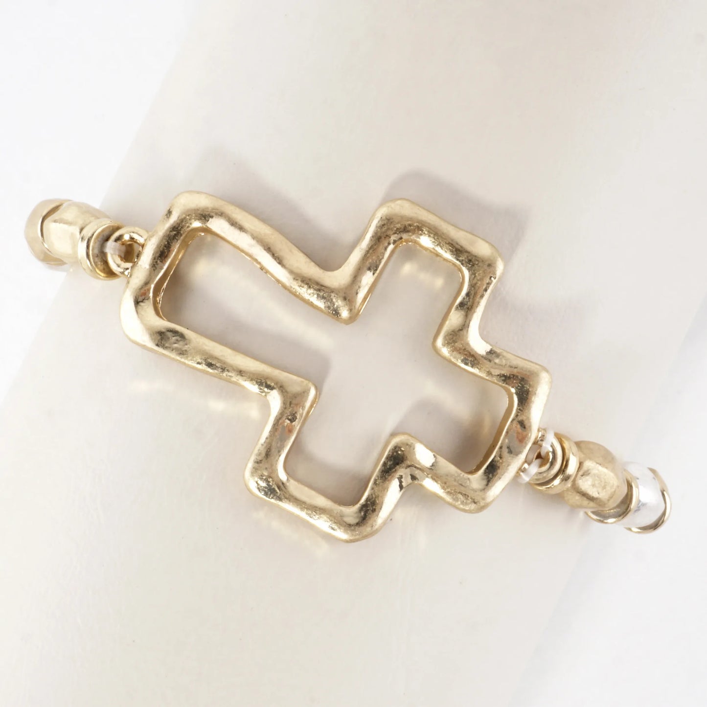 Hammered Cross Stretch Bracelet