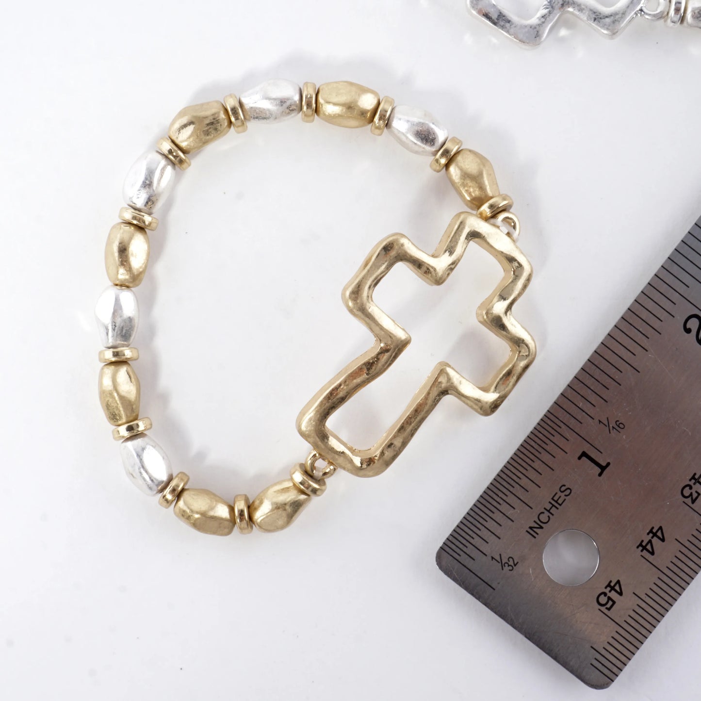 Hammered Cross Stretch Bracelet