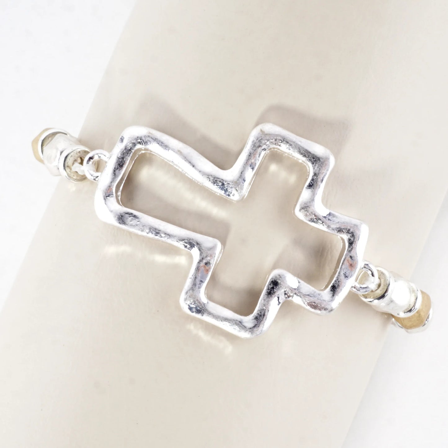 Hammered Cross Stretch Bracelet