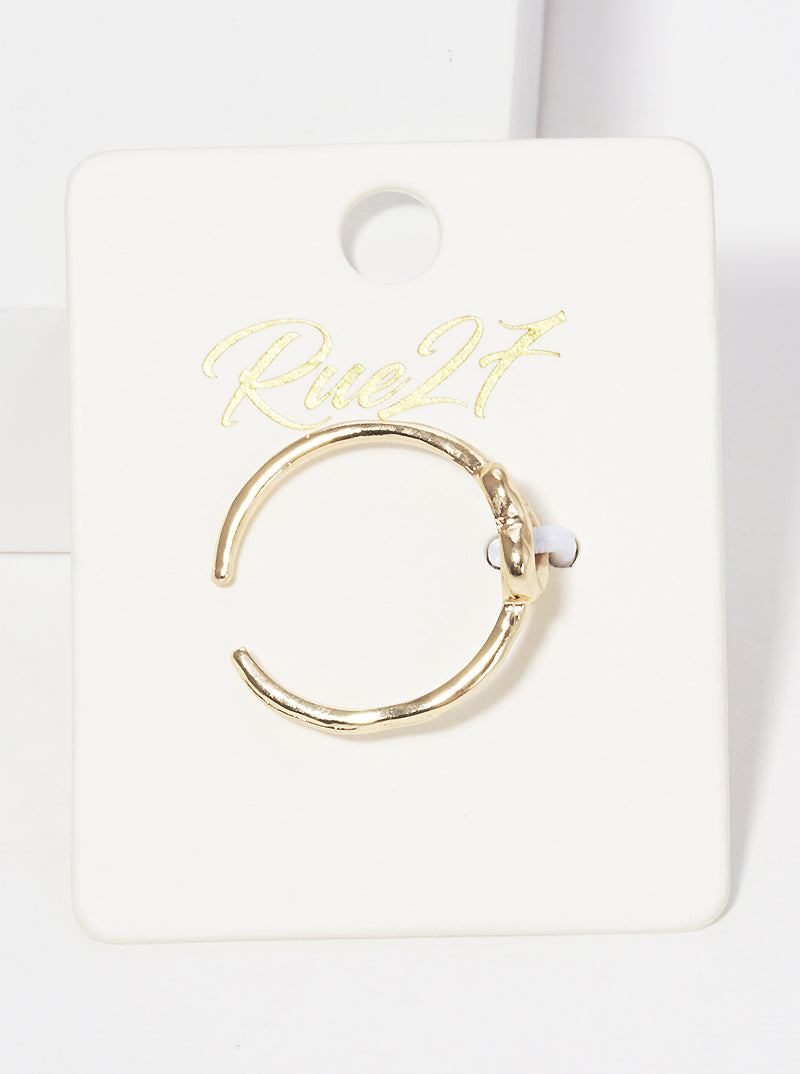 Hammered Cut Out Heart Adjustable Brass Cuff Ring