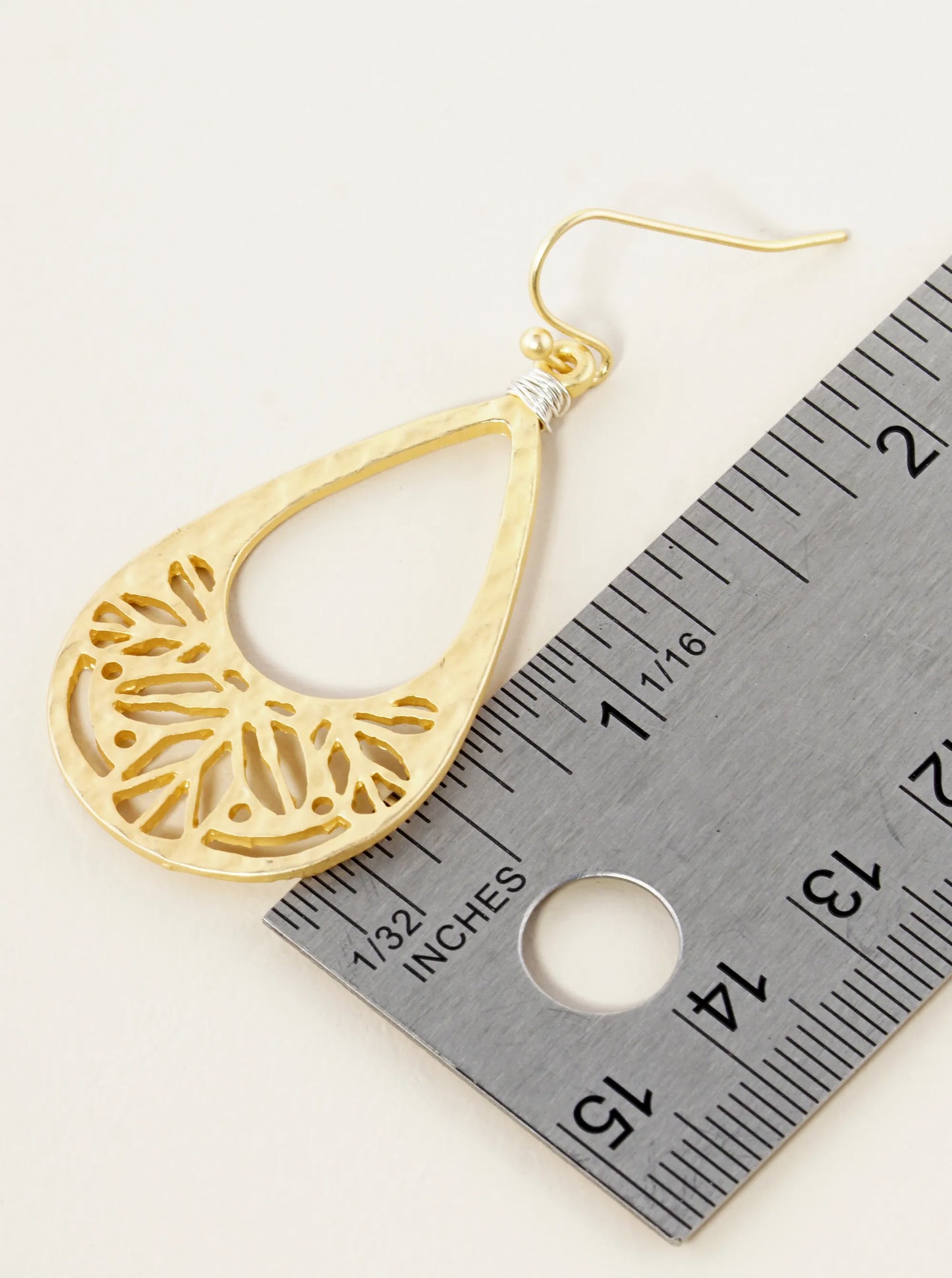 Hammered Filigree Teardrop Dangle Earrings