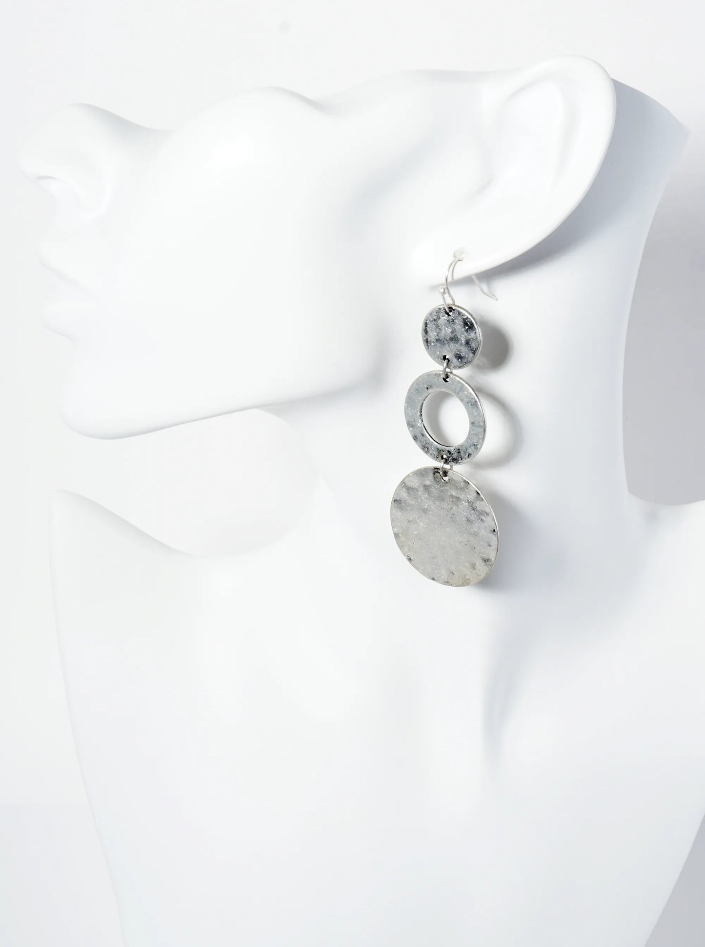 Hammered Graduated Circles Drop Dangle Earrings