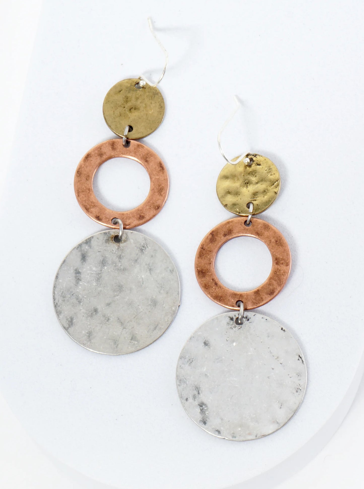 Hammered Graduated Circles Drop Dangle Earrings