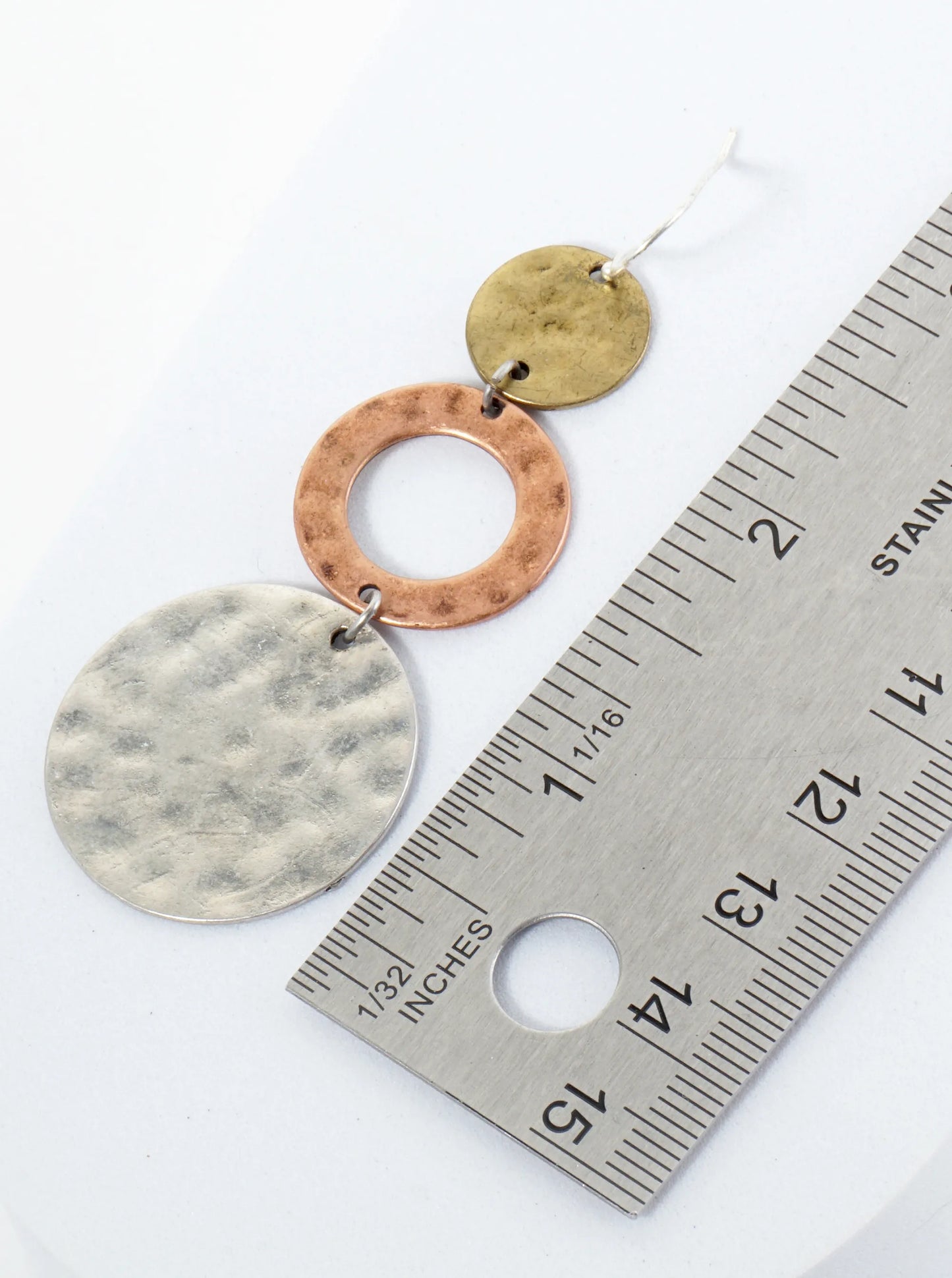 Hammered Graduated Circles Drop Dangle Earrings