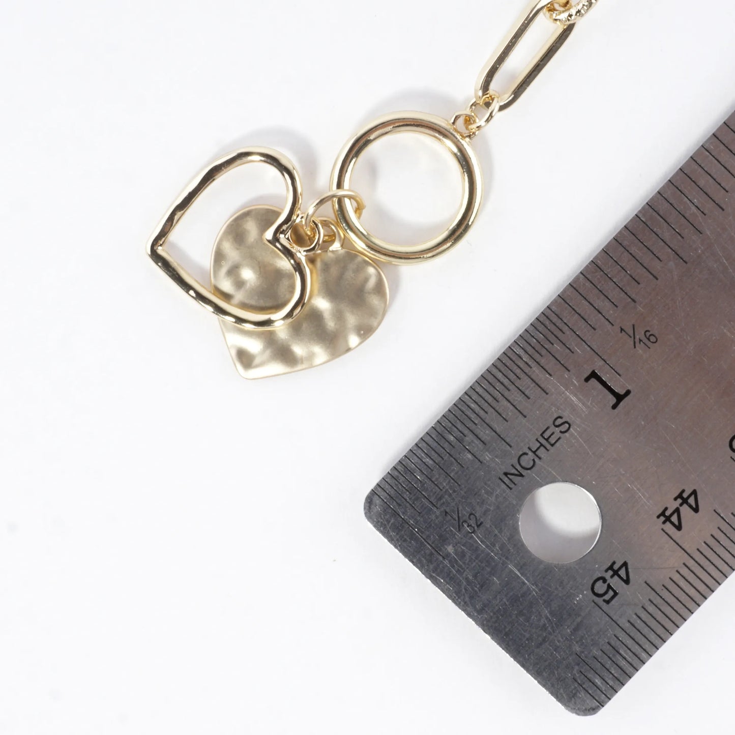 Hammered Heart Cluster Charm Toggle Bracelet